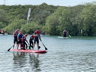 Paddleboarding with friends